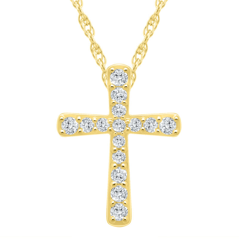 Diamond 1/10ctw. Cross Pendant in 10k Yellow Gold image number null
